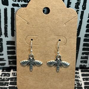 Silver Bee Dangle Earrings